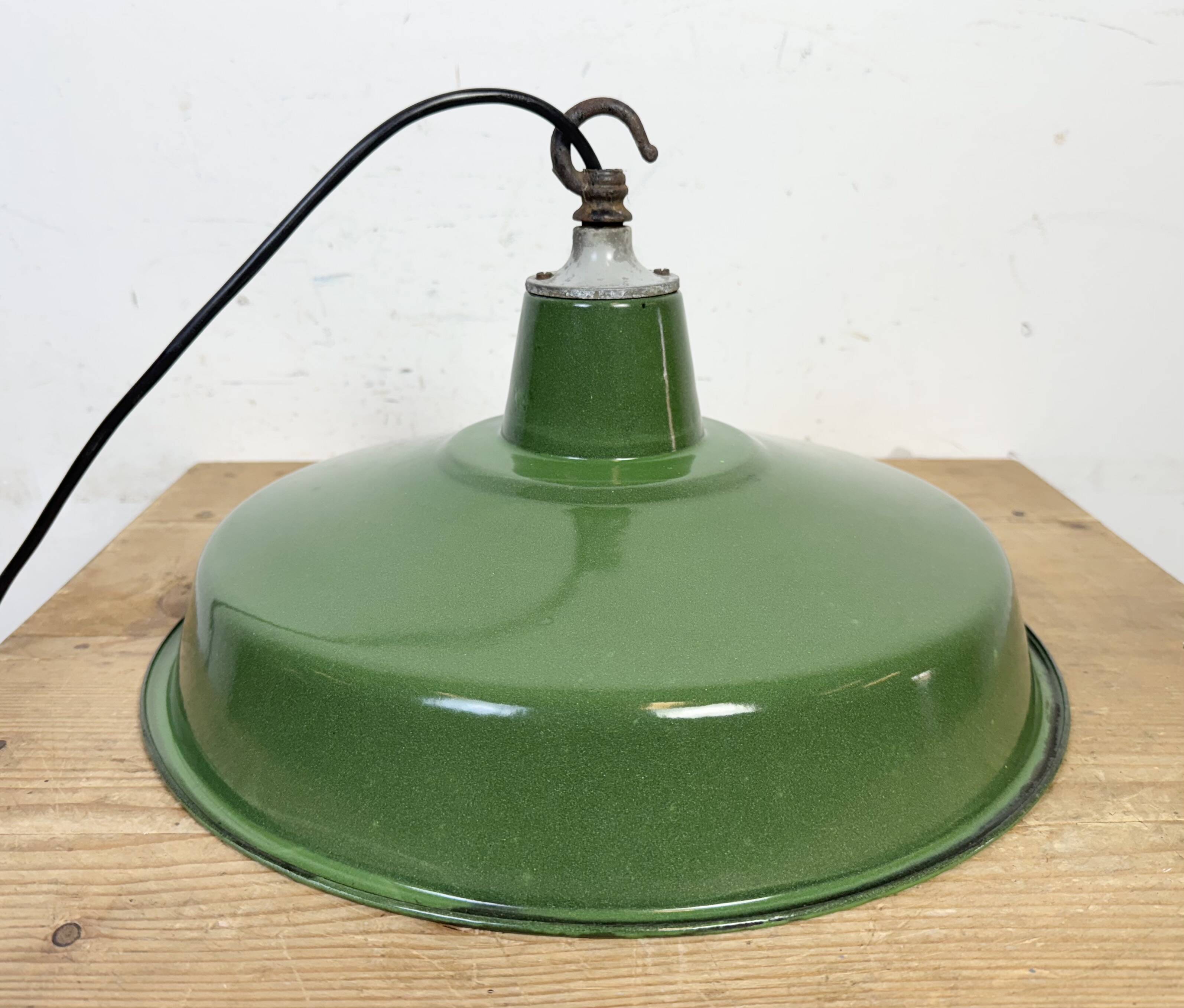 Industrial Green Enamel Factory Pendant Lamp, 1960s