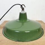 Industrial Green Enamel Factory Pendant Lamp, 1960s