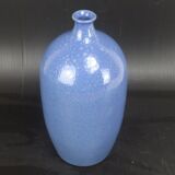 Signed enamelled terracotta bottle vase