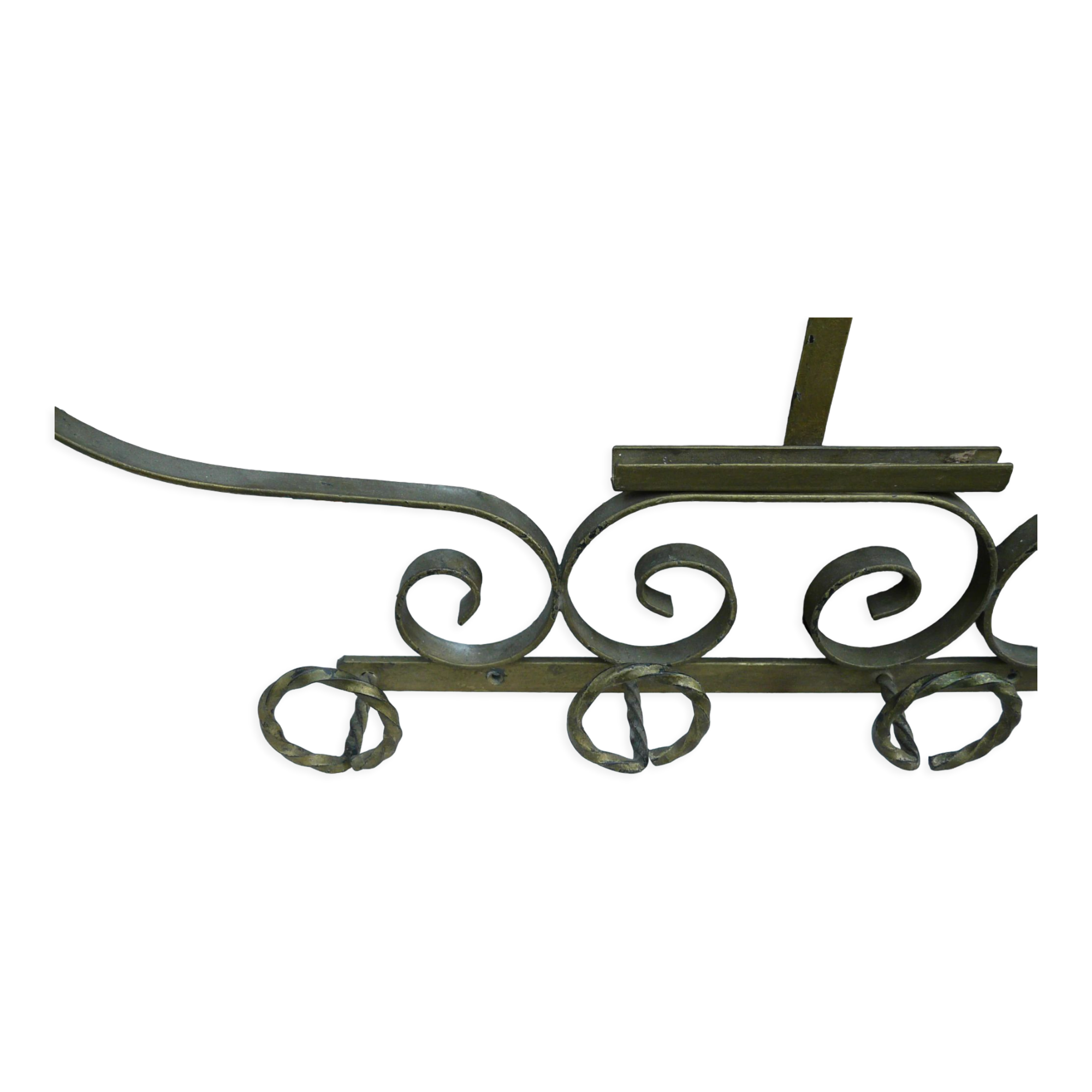 Wall mounted wrought iron coat rack from the 1970s
