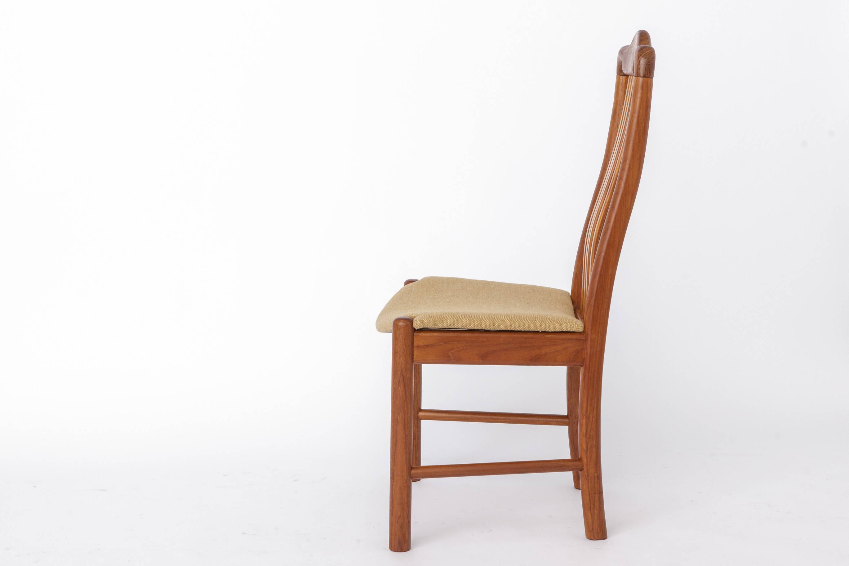 Set of 4 Danish Teak Dining Chairs 1960s, Mid Century Vintage Chairs, Beige
