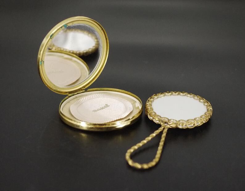French Limoges porcelain pocket mirror