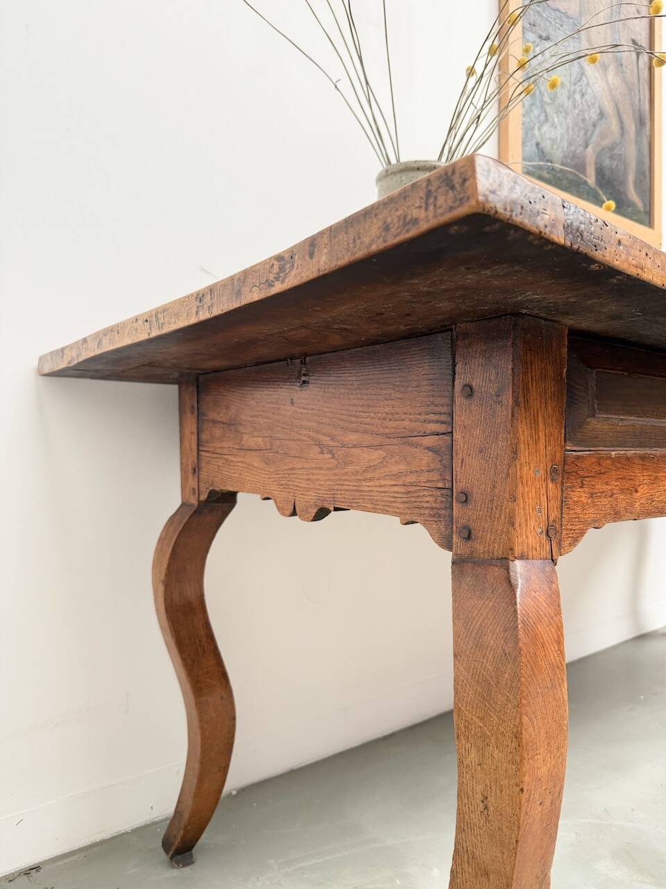 19th century walnut drapery table 2m1