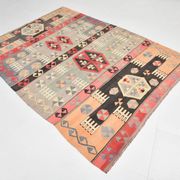 6x8 Kilim Multicolor Geometric Style Kilim Rug, 168x235 Cm