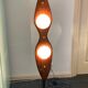 Vintage italian double lamp on a organic oak wood base