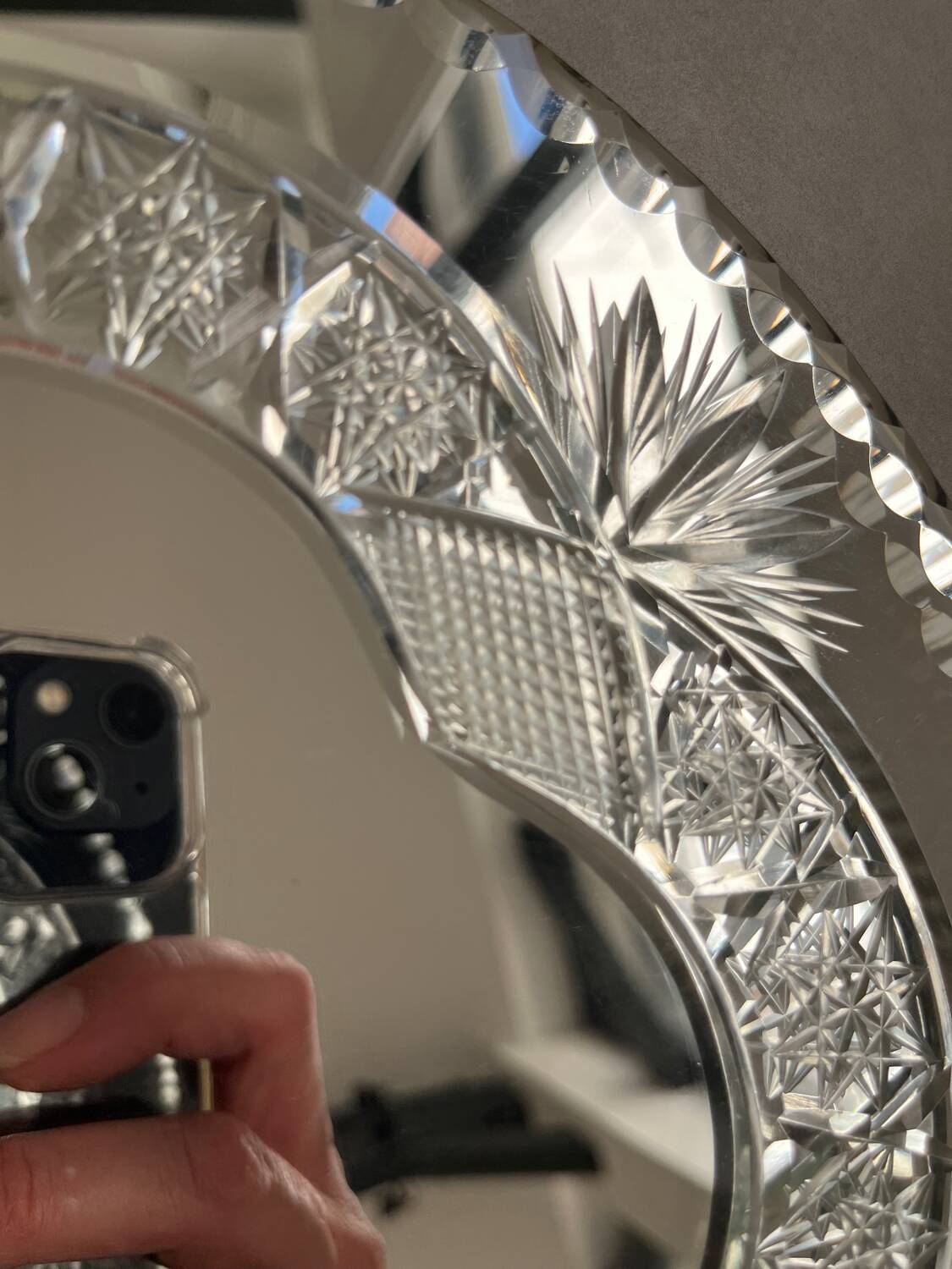 50s chiseled table mirror, Diam 30cm