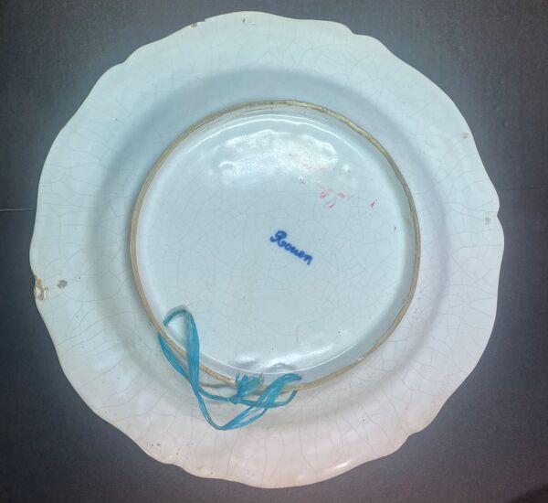 Plat faience de rouen -panier fleuri -  ø 38 cm