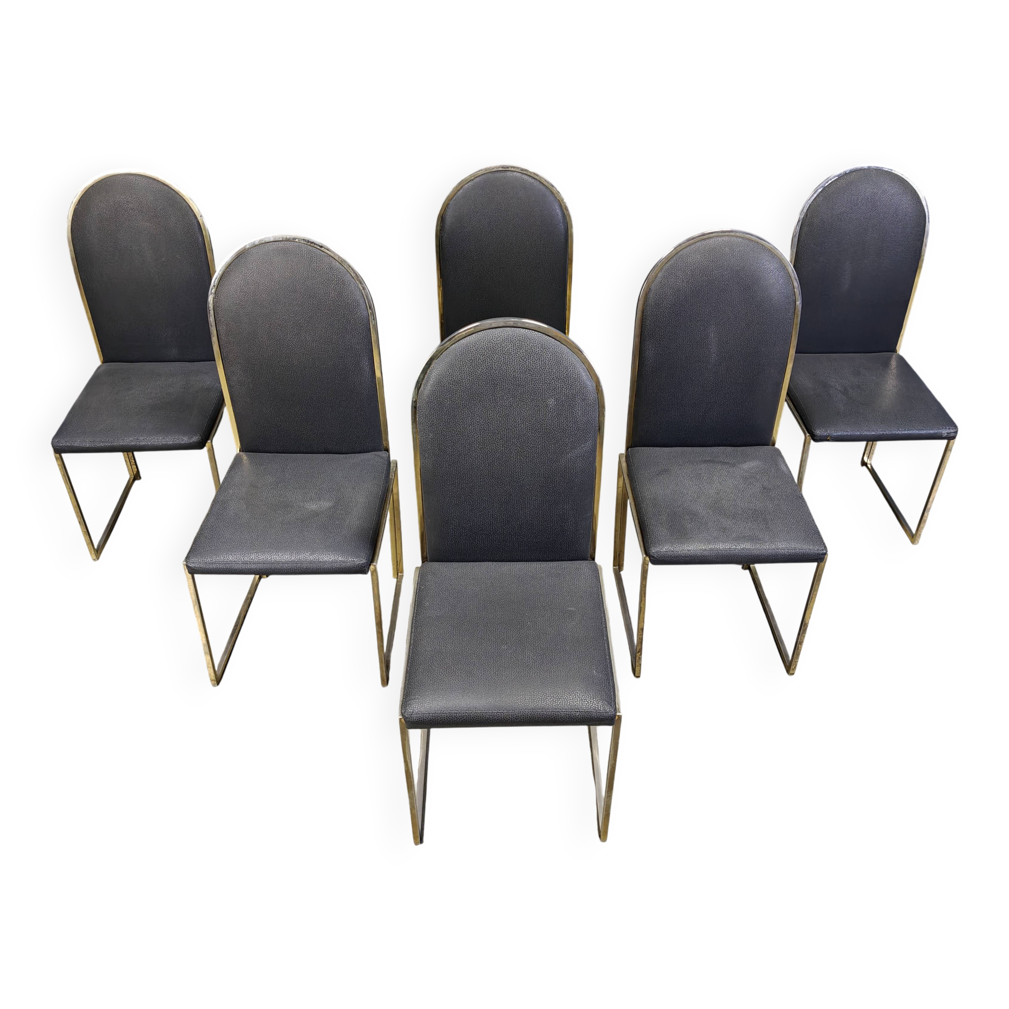 Chaises de salle à manger vintage en laiton de Belgochrom, années 1970