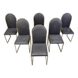 Chaises de salle à manger vintage en laiton de Belgochrom, années 1970