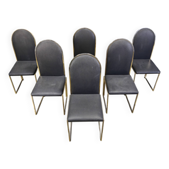 Vintage brass dining chairs by Belgochrom, 1970s