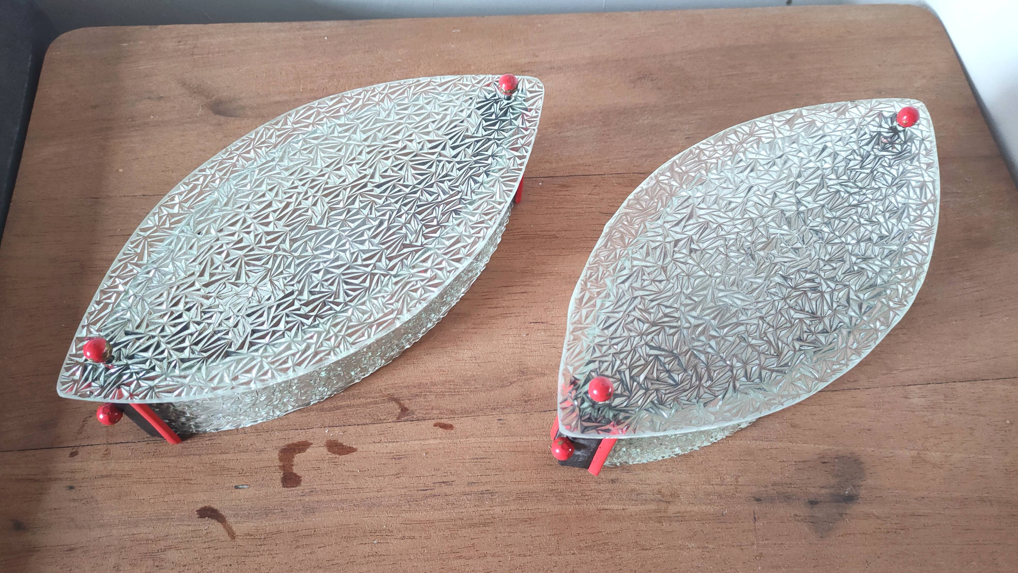 Pair of designer glass eye sconces from the 60s and 70s