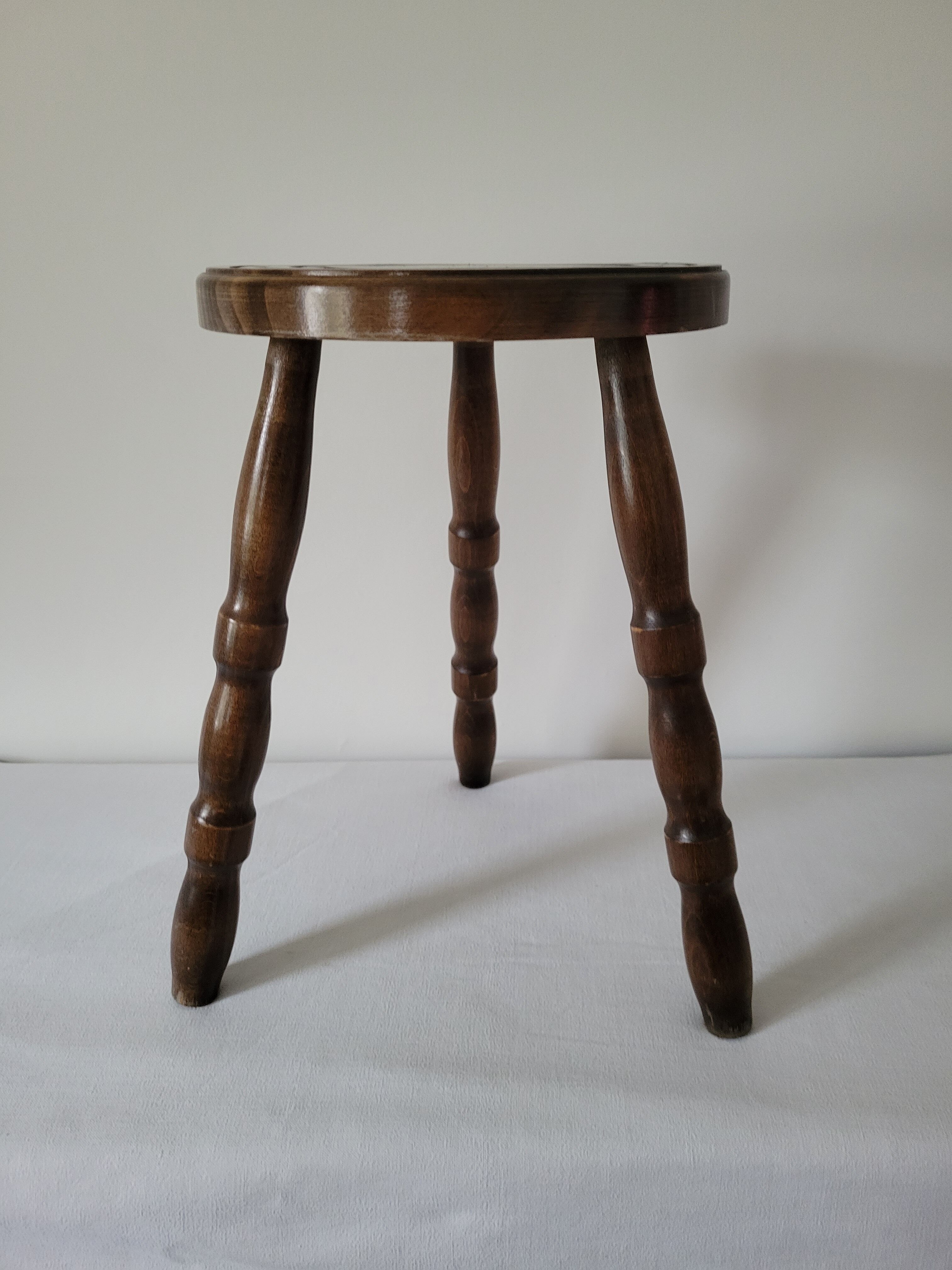 Brutalist stool in turned wood