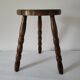 Brutalist stool in turned wood
