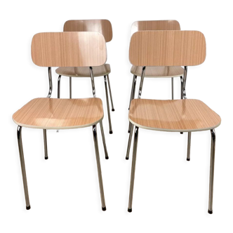 Chaises formica beige saumoné motif rayures