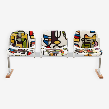 Giancarlo Piretti for Castelli fabric bench Pierre Frey 1970