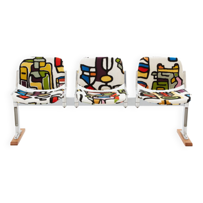Giancarlo Piretti pour Castelli banc tissu Pierre Frey 1970