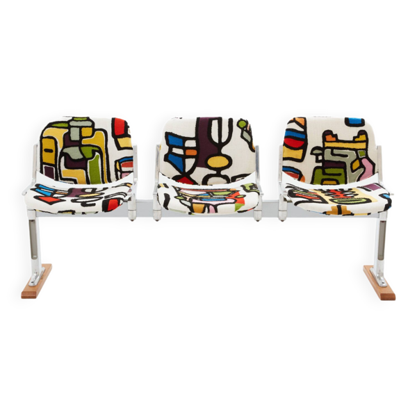 Giancarlo Piretti pour Castelli banc tissu Pierre Frey 1970