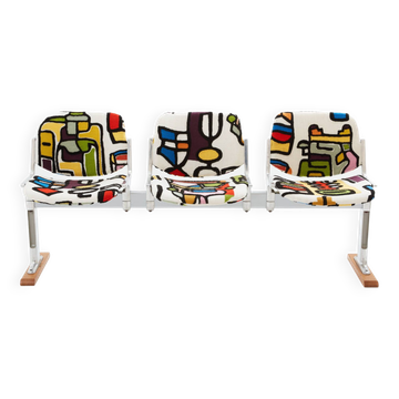 Giancarlo Piretti pour Castelli banc tissu Pierre Frey 1970
