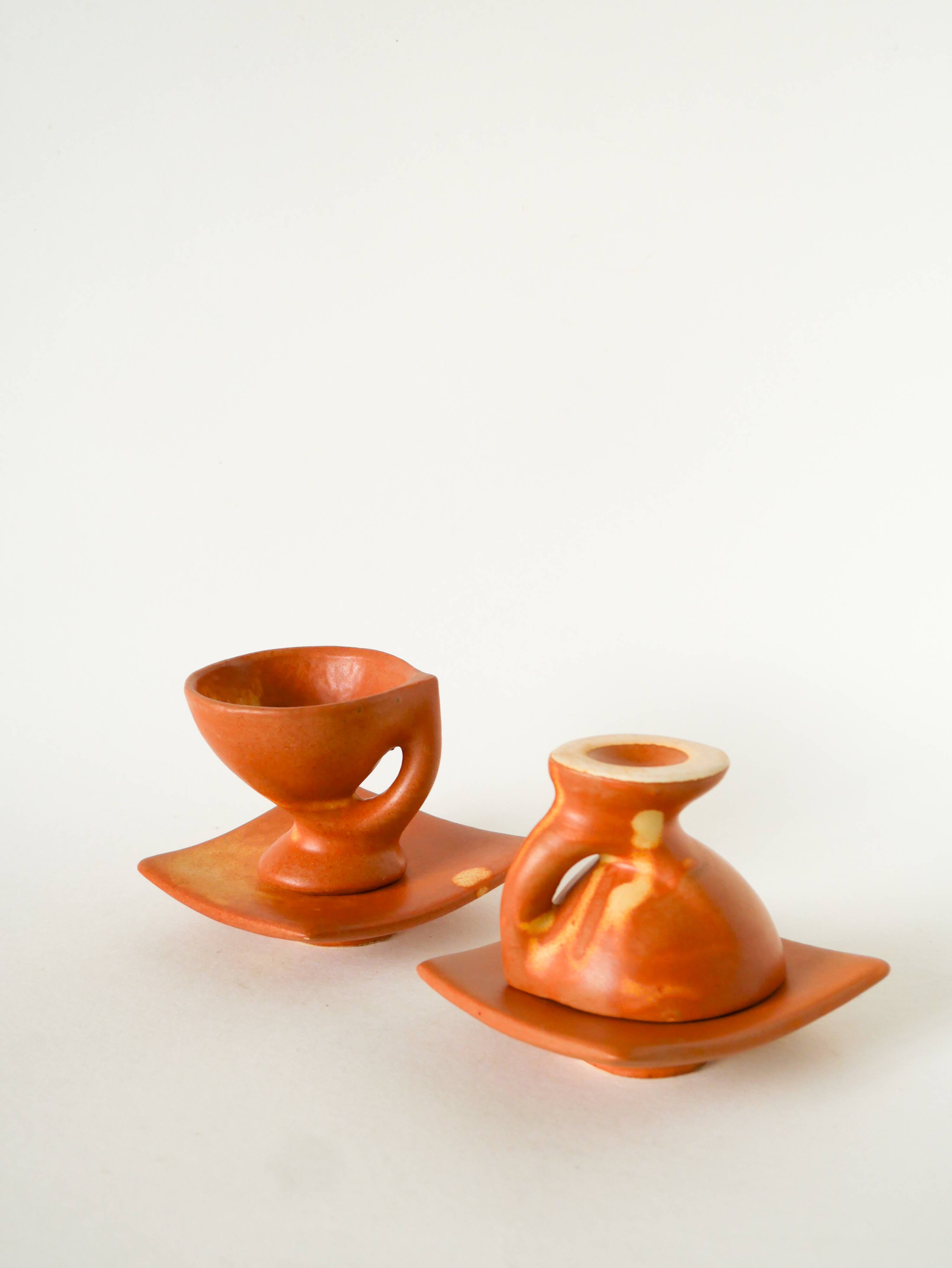 service à café en grès, Forme Libre, Vallauris, 1970