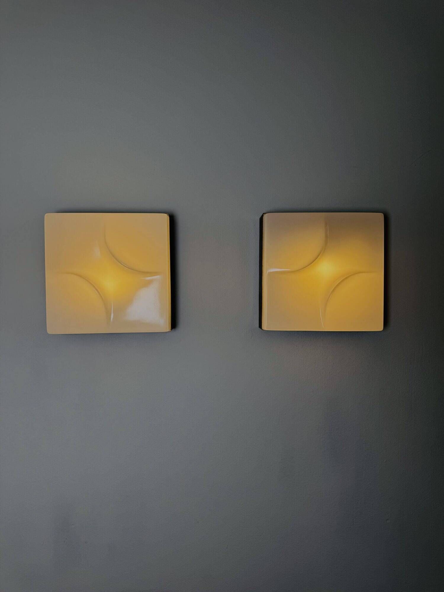 F-3071 Square Abstract Wall Lamps By Raak Amsterdam, The Netherlands 1970S