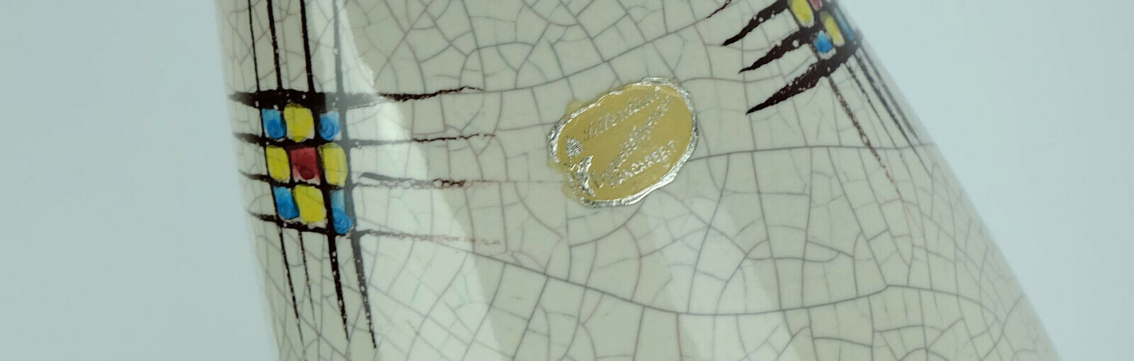 Mid century ceramic vase silberdistel abstract decor craquelé glaze 125/30