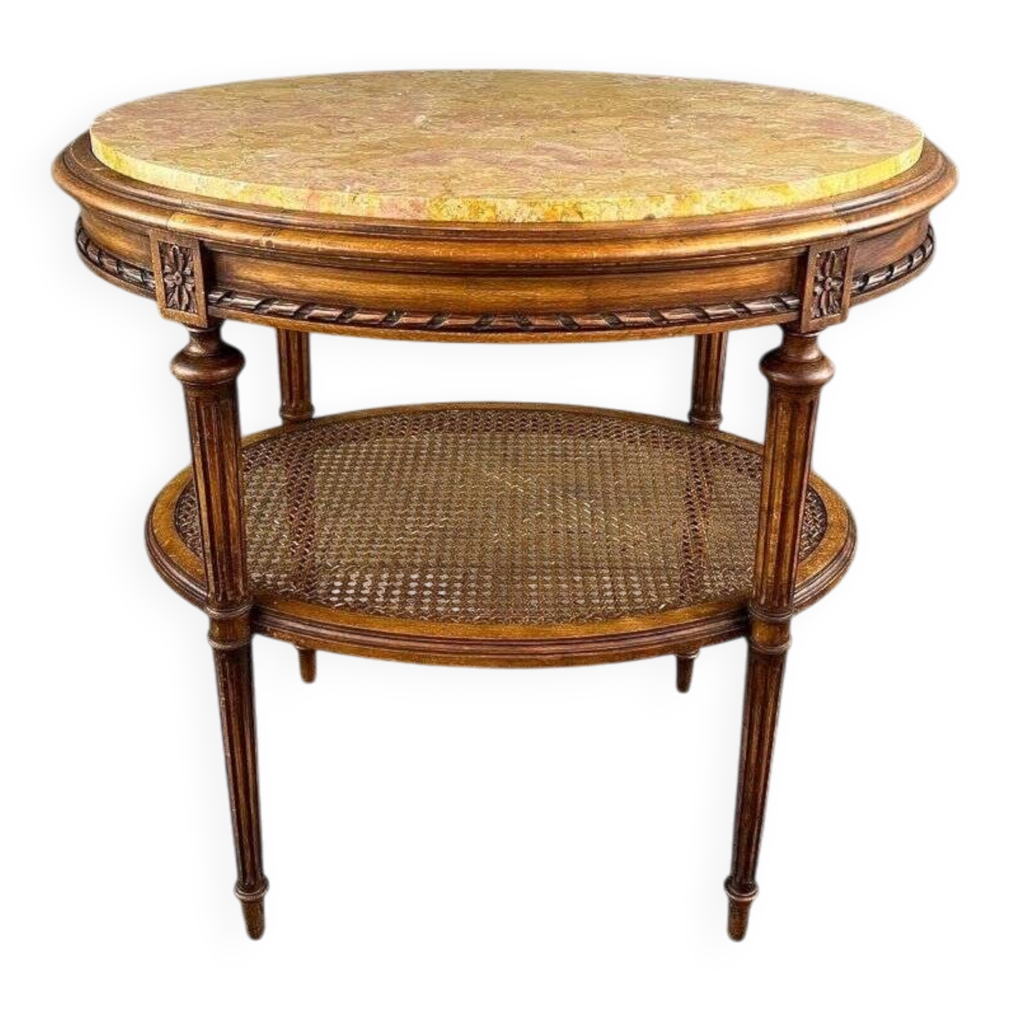 Side Table, Louis XVI Style Pedestal Table, Late 19th Century