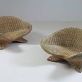 Pair of rattan lotus armchairs, 1970s