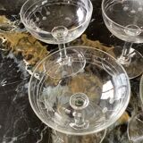 Set of five champagne glasses engraved vintage