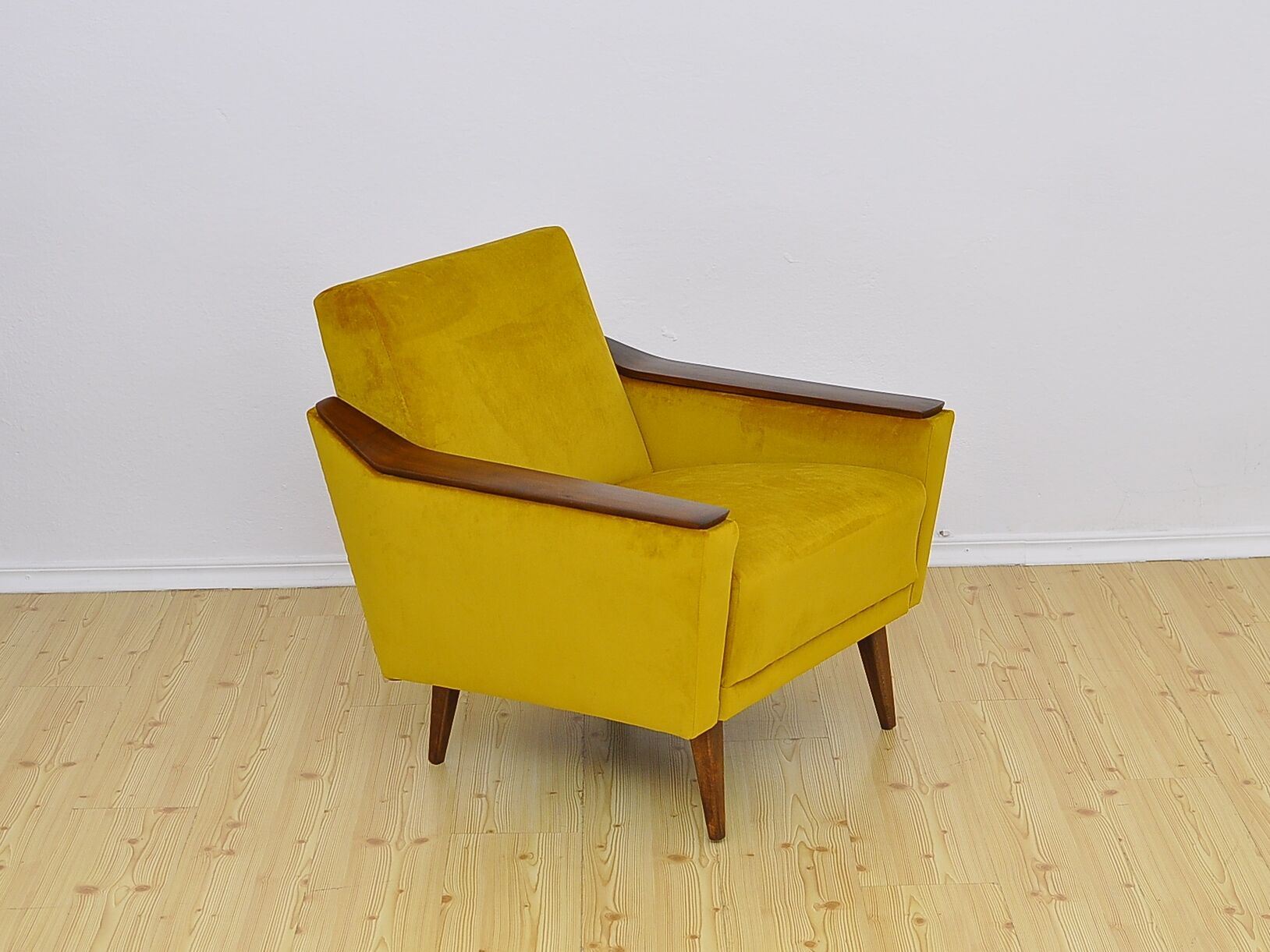 Yellow velvet armchair, 1960s