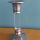 Silver-plated metal candlestick and lucite plexiglass