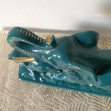 Turquoise and gold art deco ceramic elephants