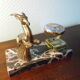 Perpetual calendar on marble base with marble patinated regulated decoration, 60s
