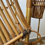 50s rattan plant stand floor lamp
