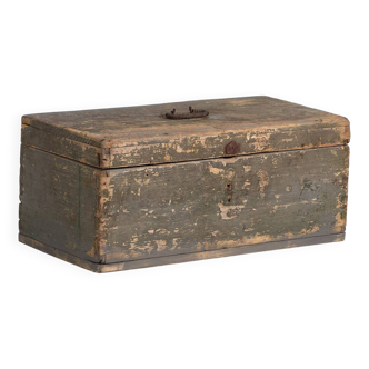 Petit coffre ancien en bois massif (c.1920) #73