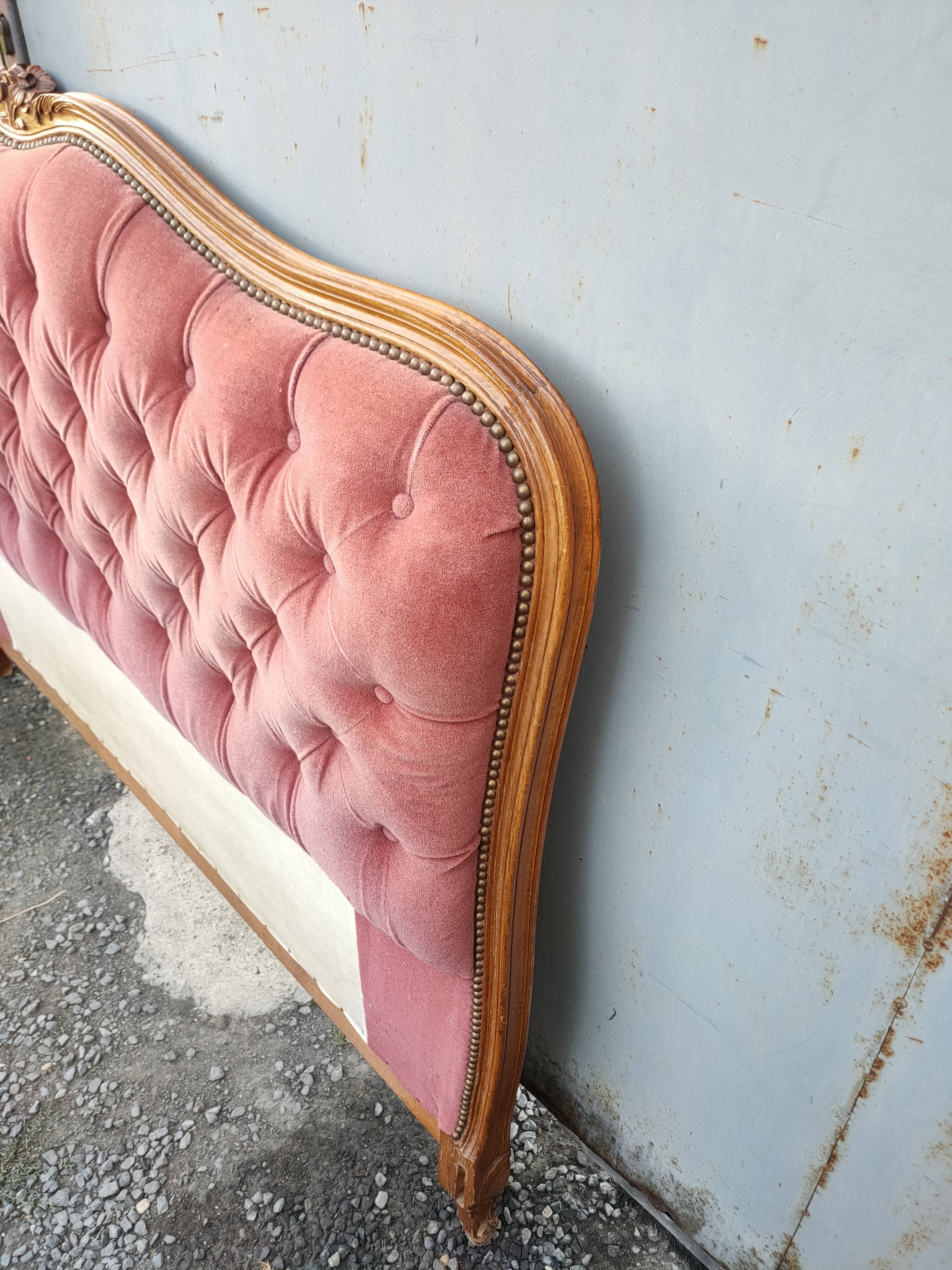 antique wooden and fabric headboard