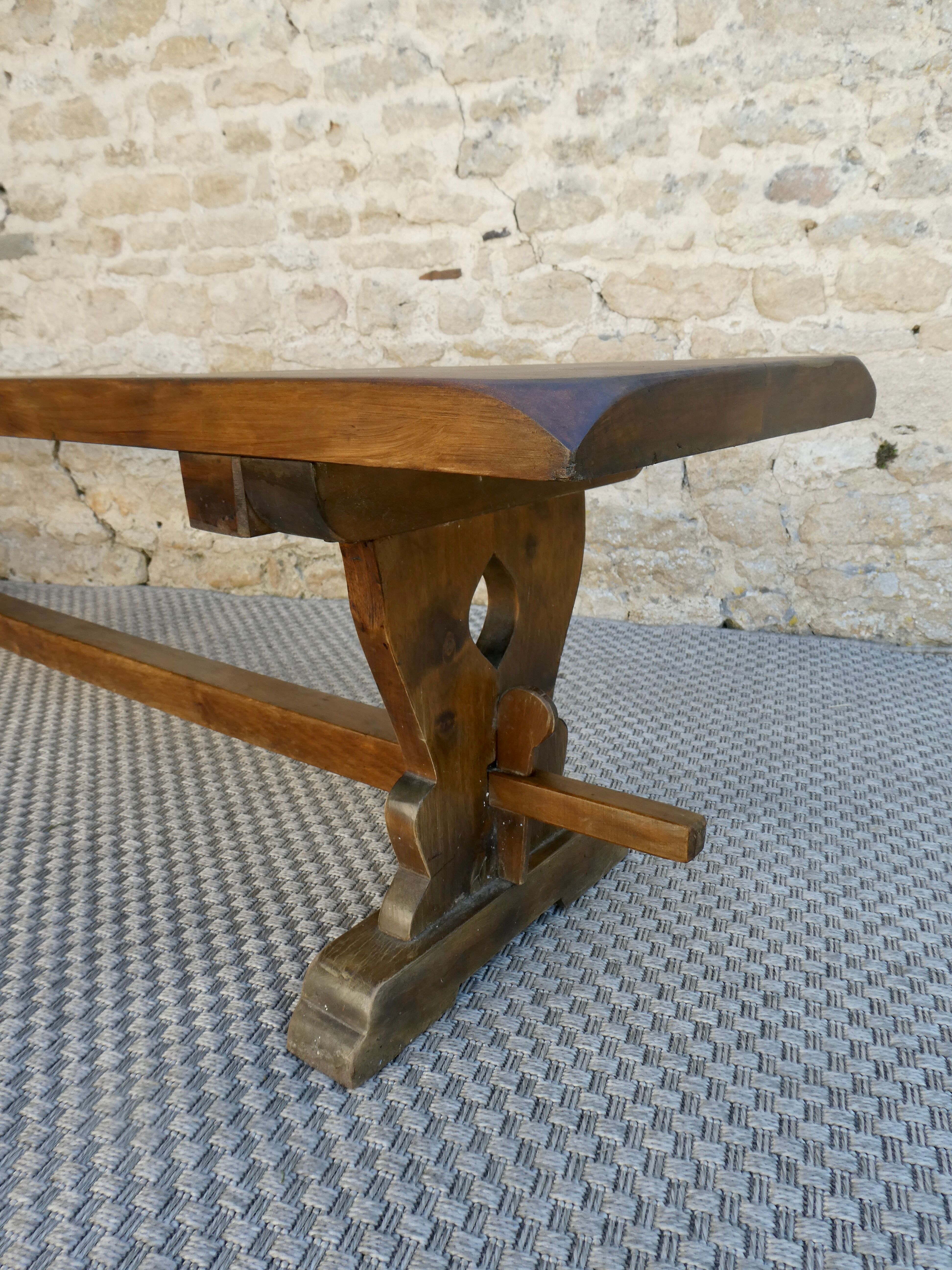 Old monastery bench in solid wood, length 180 cm
