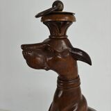 Hand-carved wooden greyhound statue - 20th century