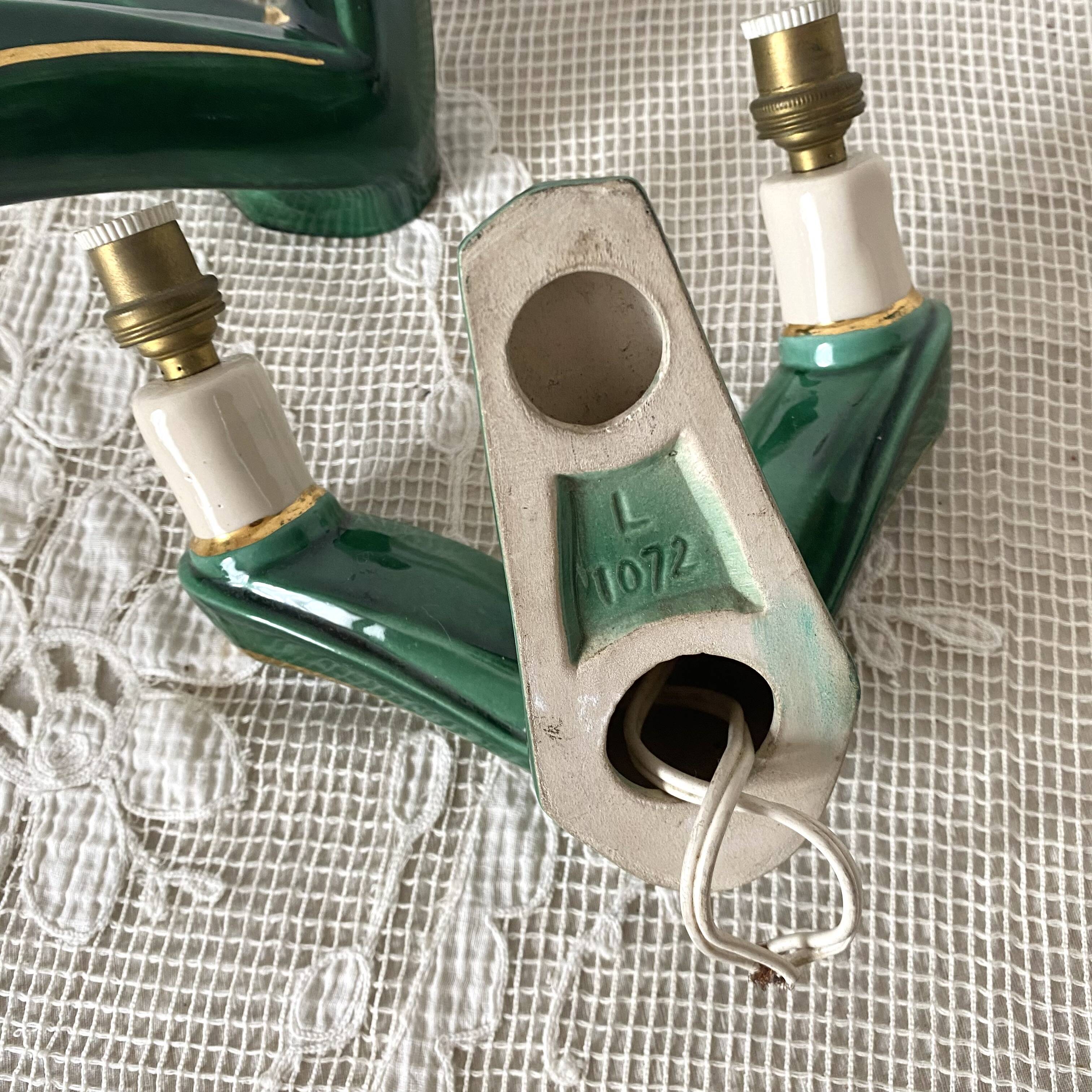 Pair of double art deco ceramic wall lights
