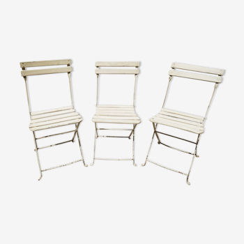 Series of three antique garden chairs