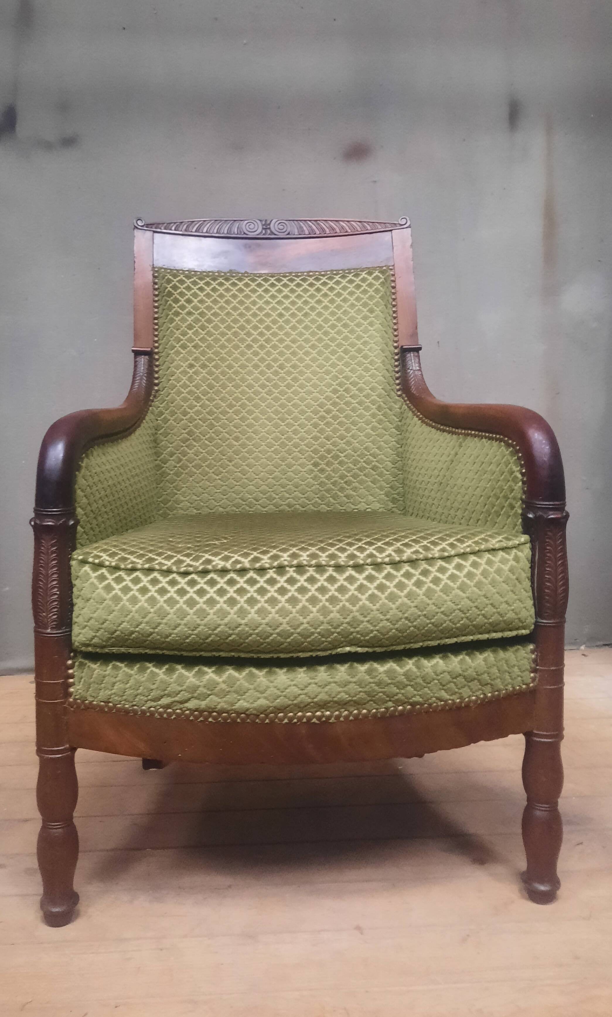 Empire period bergère in mahogany