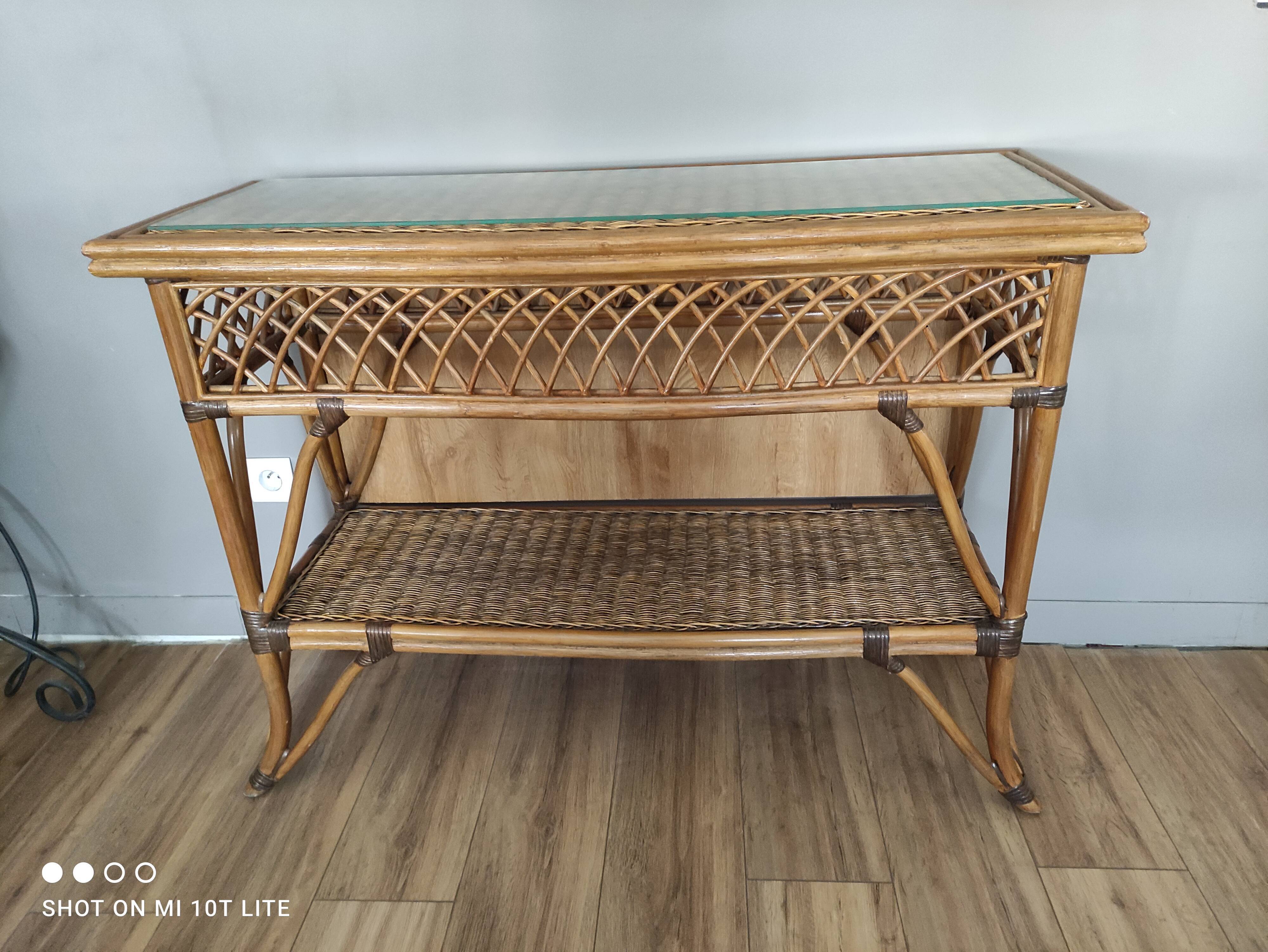 Vintage rattan console