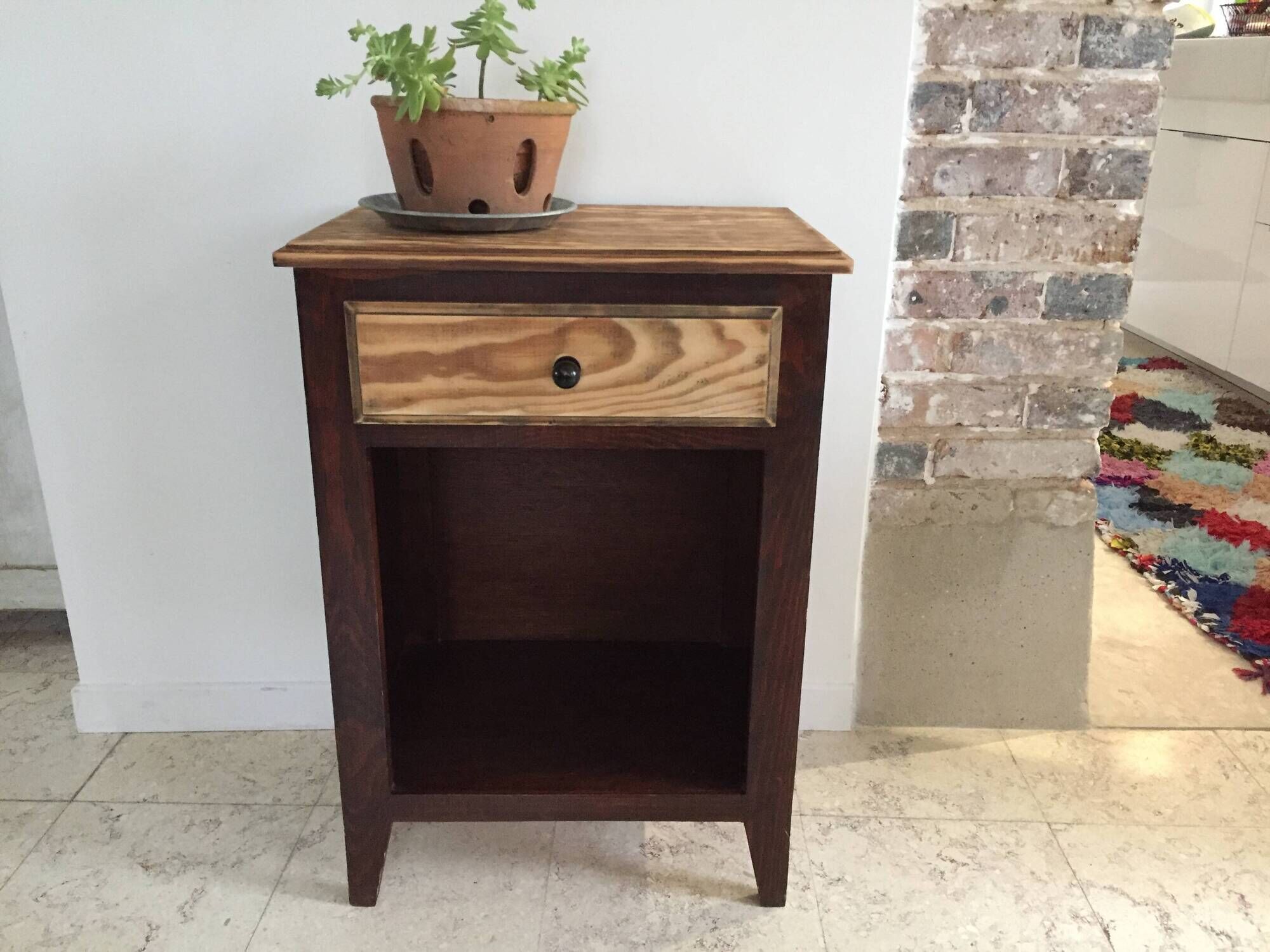 Vintage Bedside Table Compass Legs