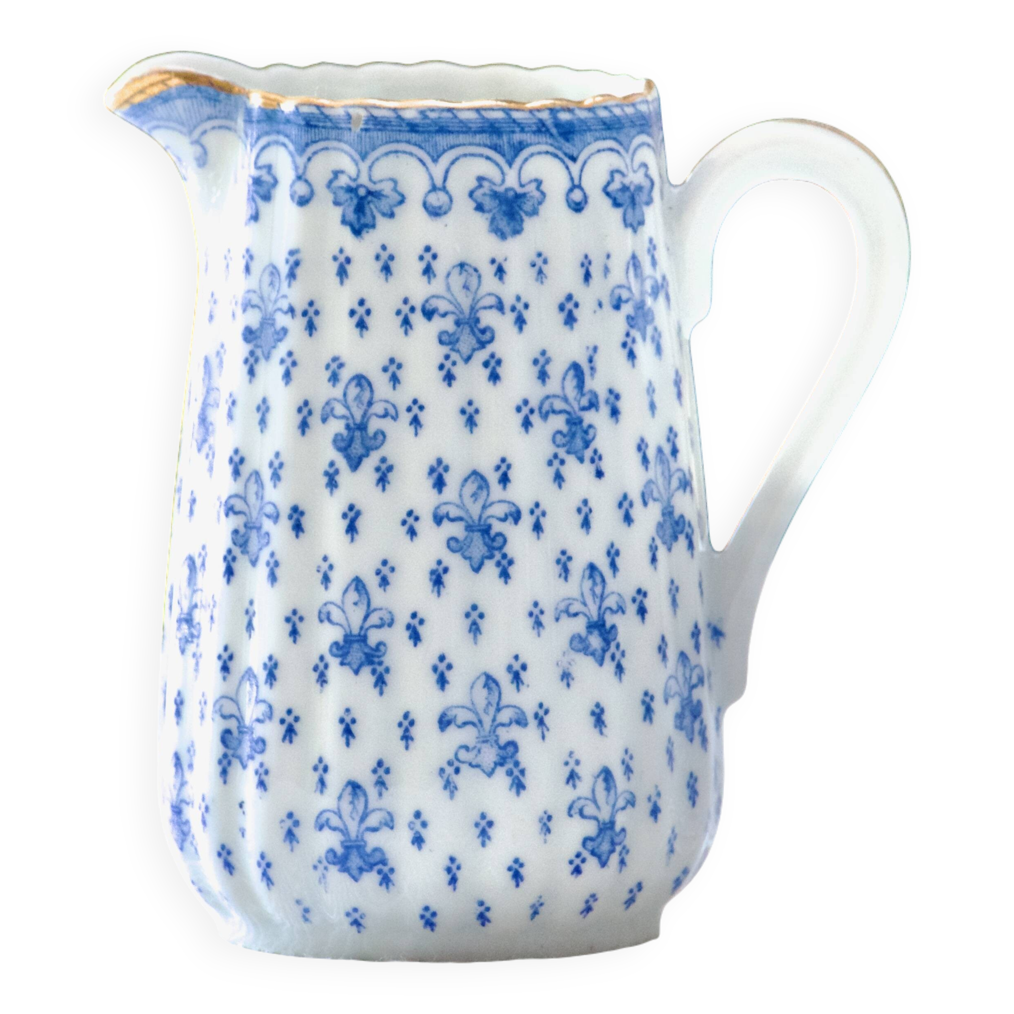 Oscar Shaller 1909 Fleur de Lys Porcelain Pitcher