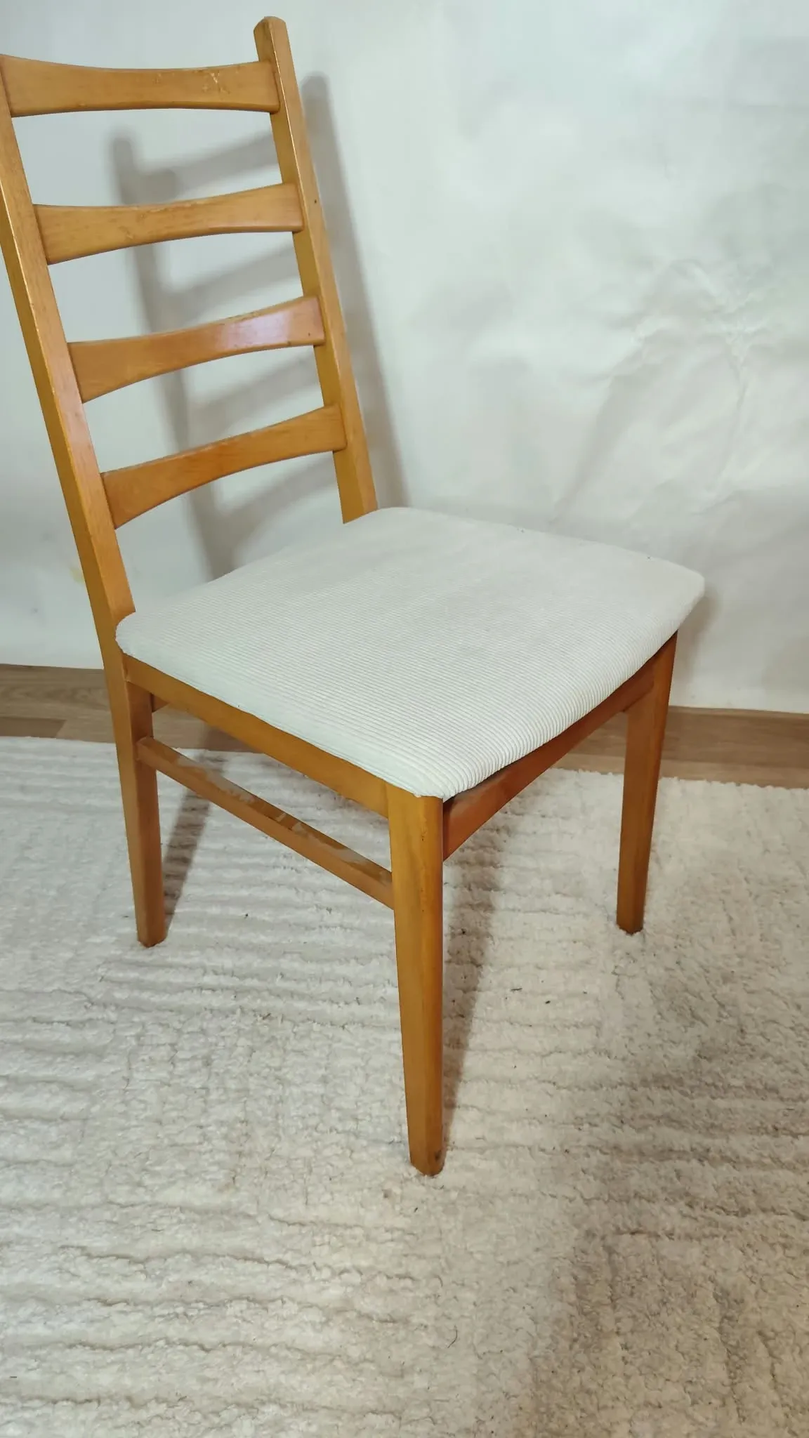 Set of 2 vintage Scandinavian chairs in teak and corduroy, 1960s
