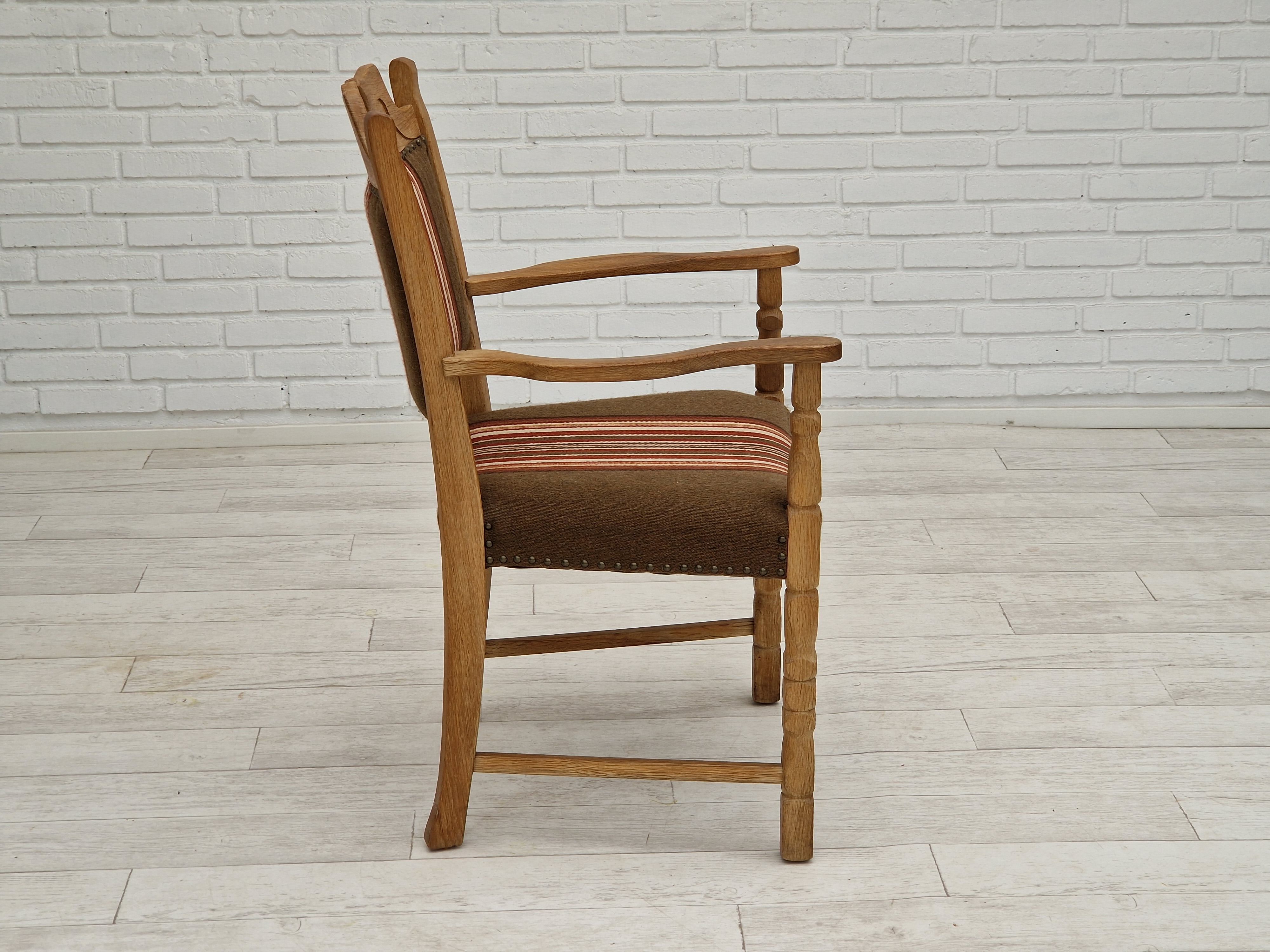 1960s, Danish design, armchair, oak wood, furniture wool.