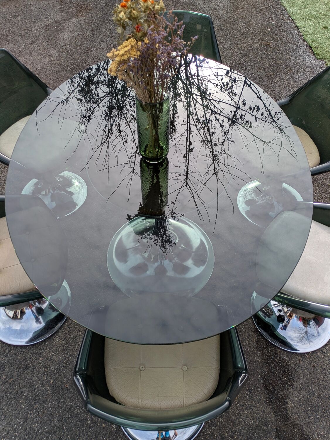 Oval dining table & 6 Gastone Rinaldi vintage chairs Roche Bobois