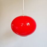 Large Space Age pendant light in red opaline, 1960s-70s