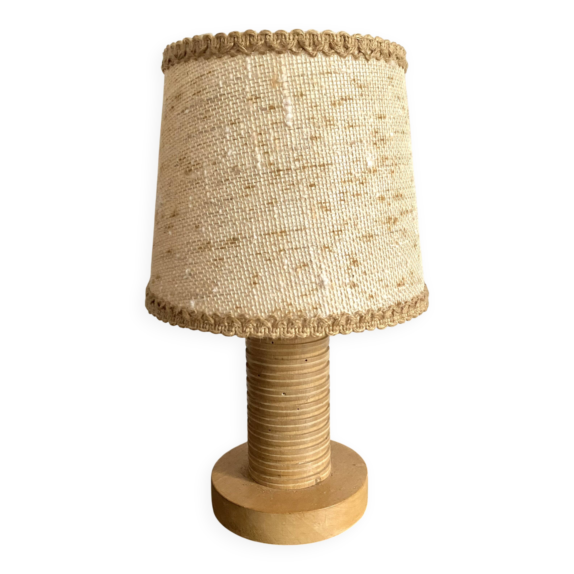 Vintage lamp with turned wooden base 30cm