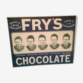 Plaque émaillée 1925 "fry's chocolate"