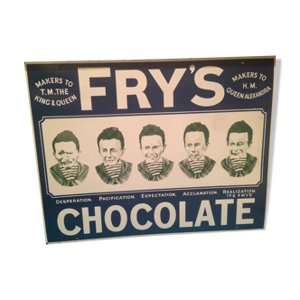 Plaque émaillée 1925 "fry's chocolate"